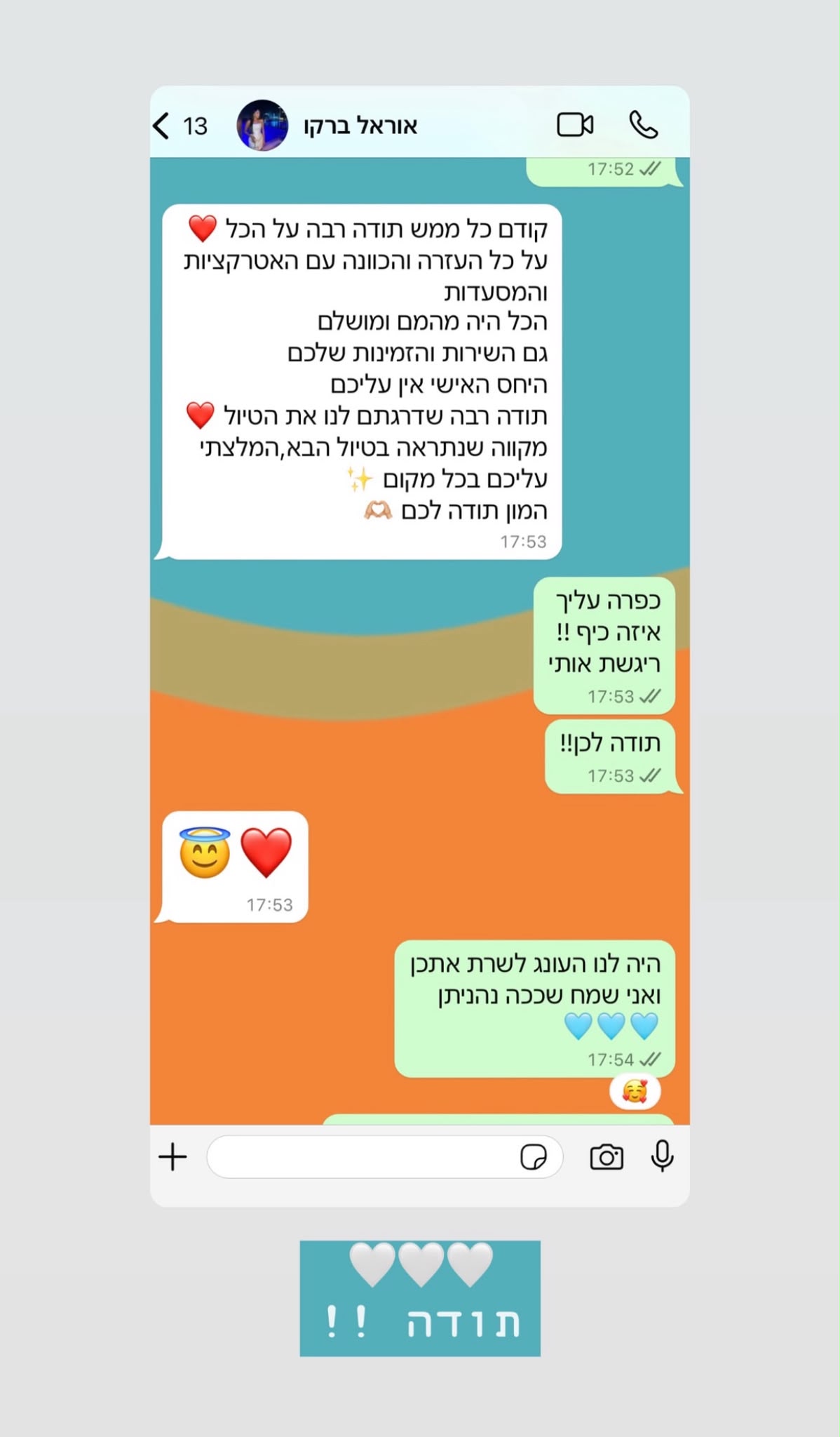צילום מסך של שיחה עם לקוח