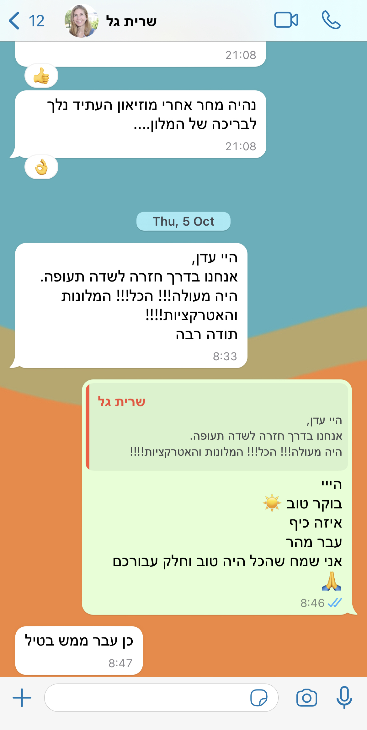 צילום מסך של שיחה עם לקוח
