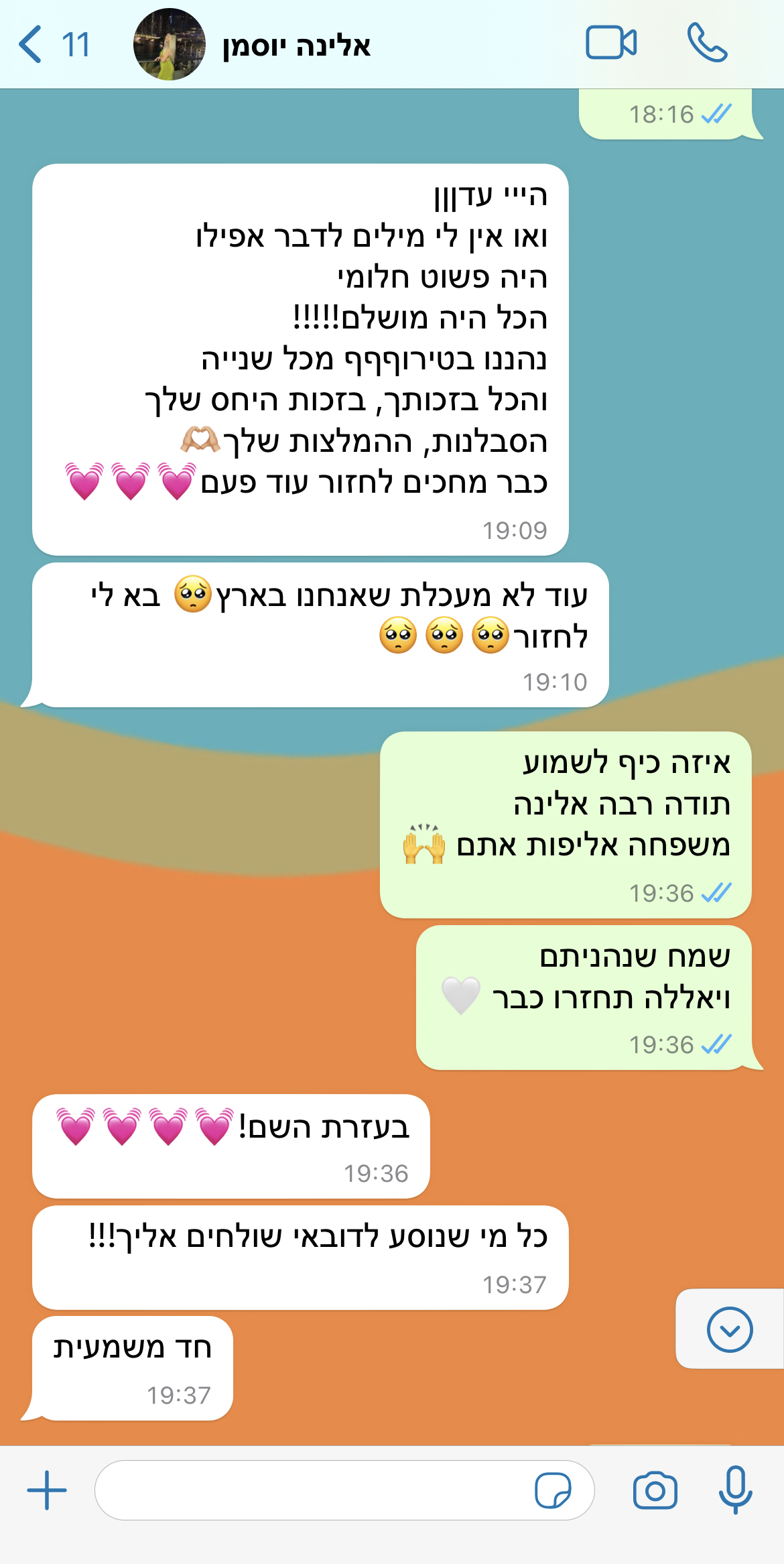 צילום מסך של שיחה עם לקוח